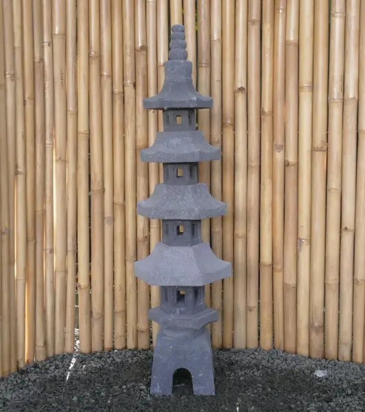 Product image of the product “Japanese style Garden Lantern, made from Andesit Stone. Multipart. 130 cm Height, Roof is 40 cm width. ”